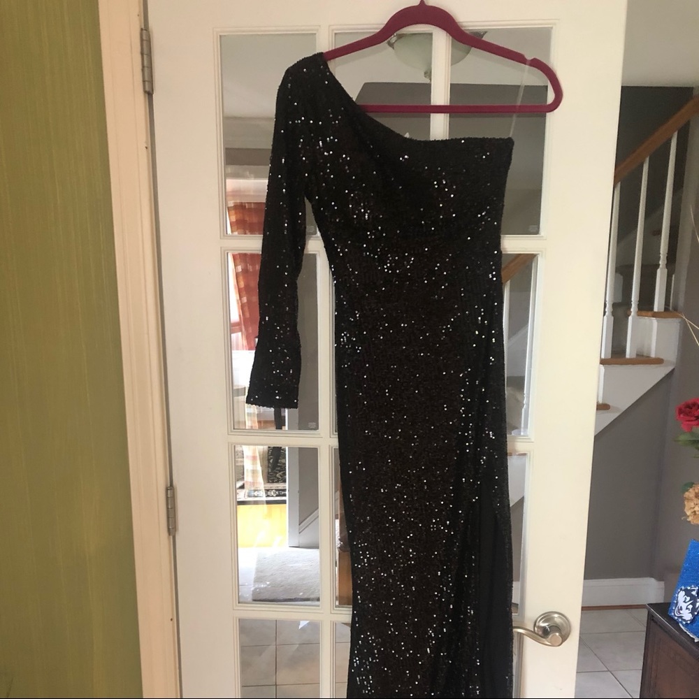Coletta Sequin black gown, Floor length